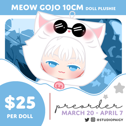 Meow Gojo JJK, 10cm doll plushie