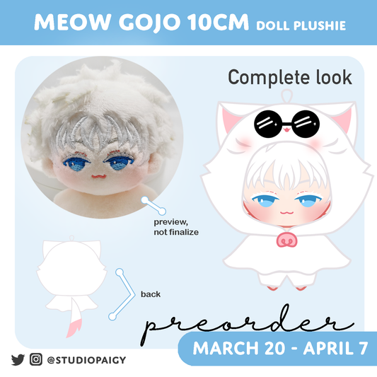 Meow Gojo JJK, 10cm doll plushie